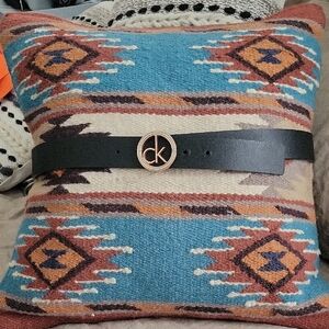 Calvin Klein Black Belt with Rose Gold Logo